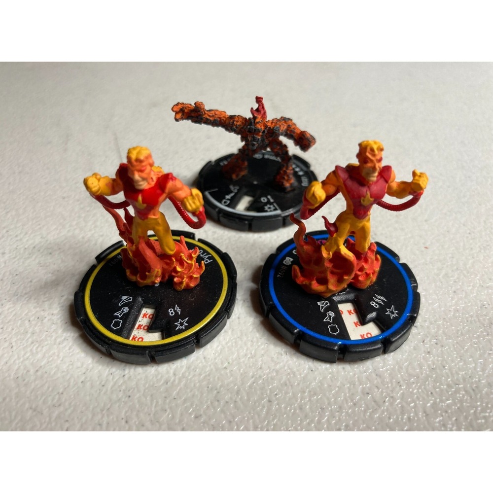 HeroClix Miniature Lot of 3 Wizkids 091 092 Pyro and 021 Magma Guardian RPG